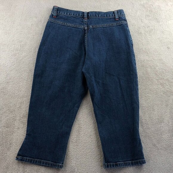 Womens Capri Jeans Size 14 S Casual Cropped Classic Blue Denim Summer Mid Rise - Picture 11 of 11